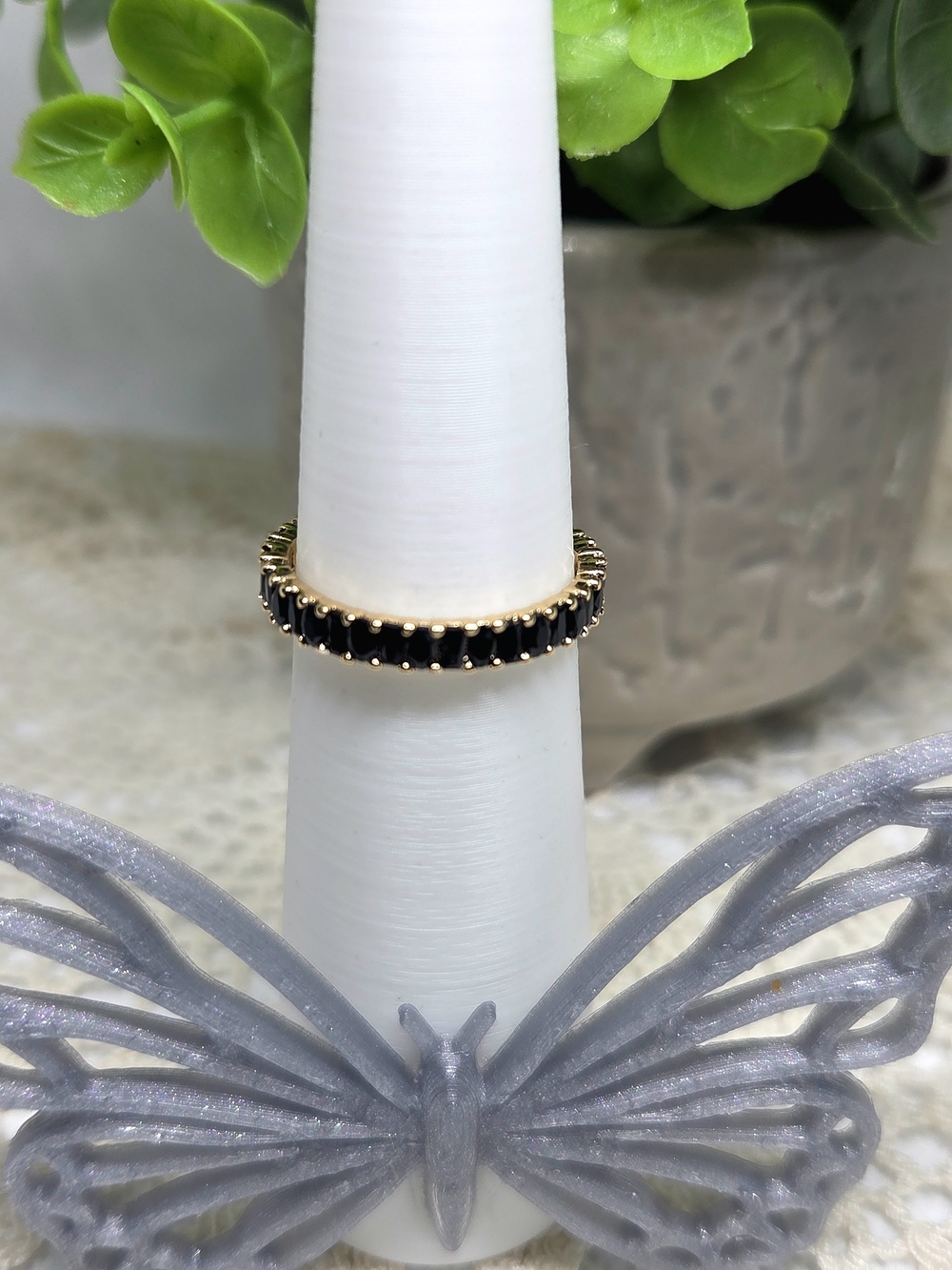 BP Black Onxy CZ Band On Gold Plating